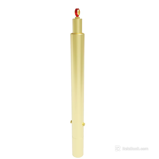 Golden Cylindrical Metal Support Pole With Sleek Design And Bottom Fastening Parts 3d model 