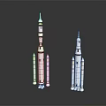 Detailed Space Rocket Models With Multiple Boosters For Cosmic Exploration 3d model
