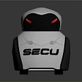 SECU Security Equipment With White Body Black Honeycomb Face And Red Glowing Eyes