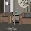 New Chinese Casual Sofa Combination Single Sofa Combination 3d model