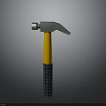 Sturdy Hammer With Yellow Handle Black Grip Silver Head And Hole Design