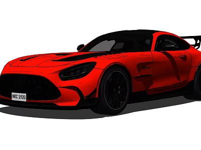 Red High Performance Sports Car With Black Roof Rear Spoiler And Large Wheels 3d model
