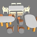 Modern Children's Table With Ergonomic Chairs And Round White Wooden Tops