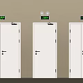 White Double Doors With Metal Handles And Green Digital Displays On Beige Wall Background