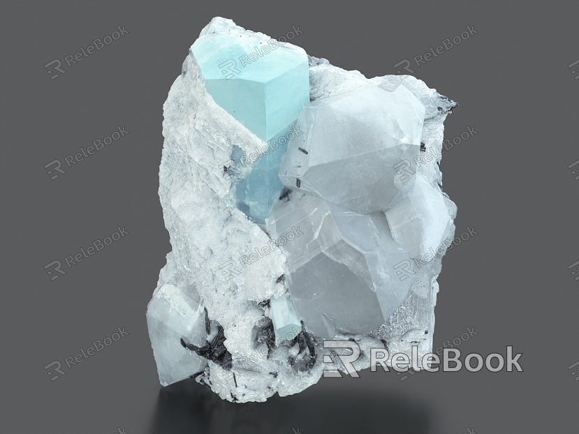 aquamarite ore gemstone stone stone spar crystal crystal crystal quartz stone model