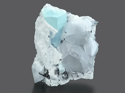 Blue White Crystal Stone And Natural Wood Decorative Piece With Irregular Shape 3d model