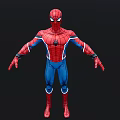 Spider Man Game Movie Character in Red Blue Suit With Spider Emblem Outstretched Arms