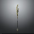 Fantasy Warrior Character With Phoenix Themed Golden Spear Weapon Design