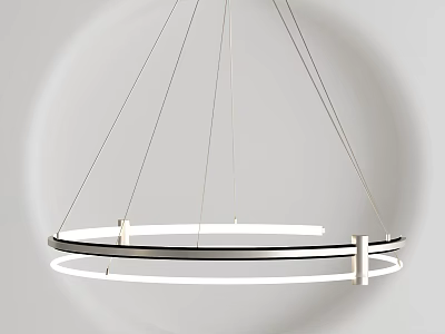 Modern Minimalist Hanging Chandelier With Double Circular LED Rings And Metal Frames 3d model