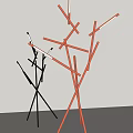 Modern Artistic Floor Lamps With Crossed Poles Black and Orange Design