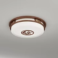 Chinese Style Ceiling Lights with Wooden Frame and White Panel Featuring Red Traditional Patterns 3d model