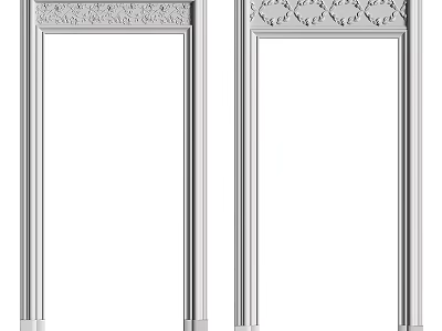 Ornate Door Frames With Detailed Molding Lines 3d model