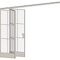 Modern Folding Door With Glass Panels And Metal Frame For Interior Space