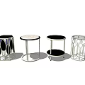 Stylish Round Side Tables With Various Designs Metal Frames And Decorative Bases 3d model