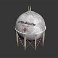 Liquified Petroleum Gas Storage Tank With Support Structure And Red Warning Label