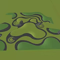 Natural Microtopography Landscape with Lush Trees Winding Paths and Green Lawns