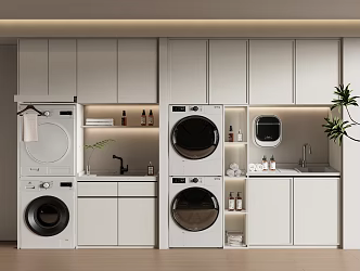 modern balcony washing machine cabinet washing machine balcony drying rack 3d model