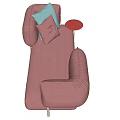 Pink Upholstered Chaise Lounge With Light Blue Cushions And Golden Legs