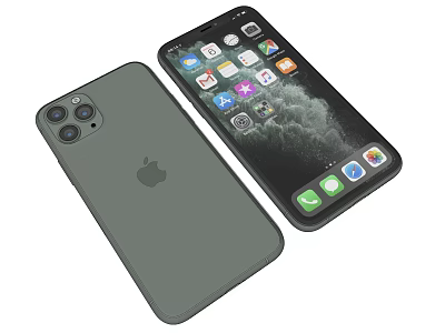 Gray iPhone Design Featuring Back Camera System And Front Screen App Icons 3d model
