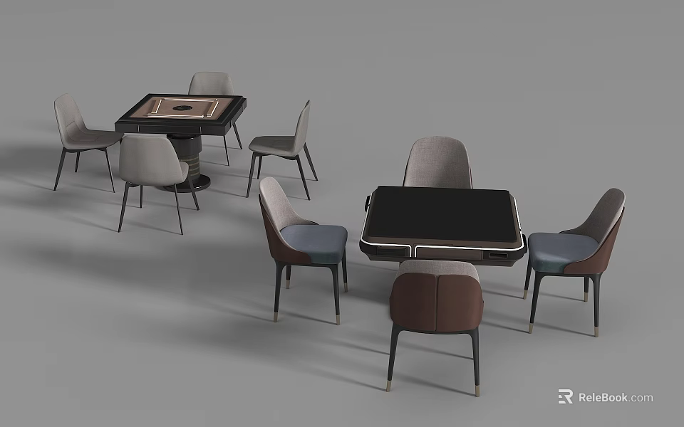 Stylish Modern Card Playing Tables With Comfortable Chairs For Recreational Gaming Areas 3d model 