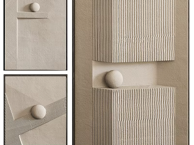 Minimalist Wall Decor With Geometric Shapes Striped Patterns And Sphere 3d model
