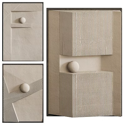 Minimalist Wall Decor With Geometric Shapes Striped Patterns And Sphere 3d model