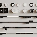 Modern Downlights and Spotlights in Black and White with Track Mounting Components
