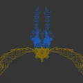 Purple Feathered Game Movie Character With Spread Wings And Golden Accents