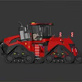 Red Tracked Agricultural Vehicle With Cab And Warning Stripes For Farming