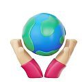 Round Blue and Green Earth Gently Held by Beige Hands with Red Sleeves