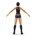 Stylish 3D Female Anime Character With Short Hair Black Vest Shorts And Long Boots