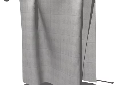 Soft Gray Checkered Towel Hanging On Bathroom Rack For Daily Use 3d model