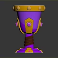 Ornate Decorative Goblet With Purple Gold Accents And Pink Gemstone Details