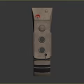 Sci Fi Vehicle Model With Beige Body Red Insignia Streamlined Design Top Rotor And Windows