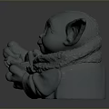 Adorable Big Ears Smiling Character Holding Small Creature In Tender Arms