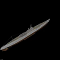 Military Submarine With Gray And Brown Hull Deck Structures And Conning Tower