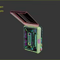 Open Retro Tape Player With Colorful Cassette And Transparent Lid