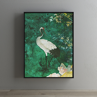 Modern animal painting green porch animal crane decorative painting 3d model