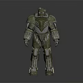 Armored Character 3D Model With Green Mechanical Armor And Detailed Warrior Design