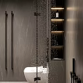 Sleek Modern Bathroom With Glass Shower Illuminated Circular Mirror And Vanity
