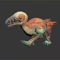 3D Modeled Fantasy Bird With Vibrant Orange Feathers Colorful Beak And Large Eyes