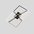 Modern Geometric Ceiling Light With Black Center White Panel And Radiant Lines Design 3d model