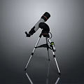 Scenic Natural View Through Telescope On Tripod With Reflective Black Background