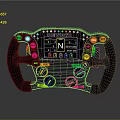 Race Car Steering Wheel With Colorful Control Buttons And Digital Display Screen