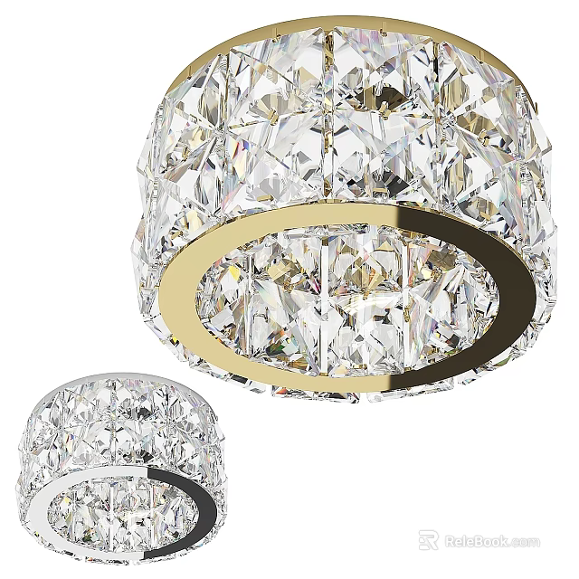Decorative Crystal Downlights and Spotlights with Modern Gold Frame for Interior Lighting 3d model 