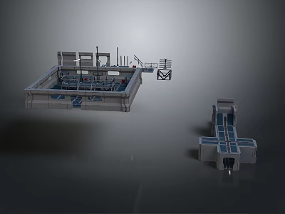 Detailed Industrial Machinery 3D Model With Processing Platform And Conveyor System 3d model