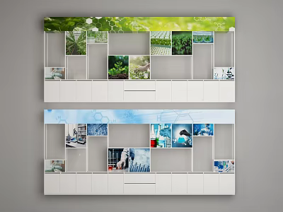 Modern Wall Mounted Shelving Unit With Multiple Compartments For Green And Blue Themed Decor 3d model