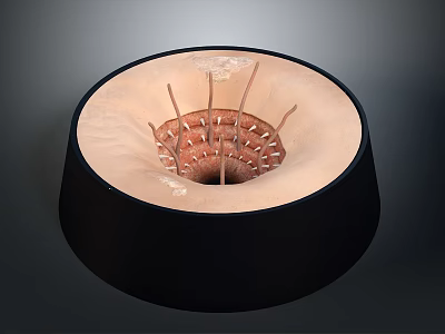 Black Exterior Lamp Shade With Light Brown Interior And Support Structures 3d model