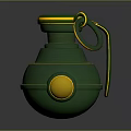 Green Military Grenade Design with Yellow Accent Lines and Red Circular Marking