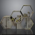 Industrial Style Hexagonal Modular Furniture With Rustic Textured Surface And Storage Compartments